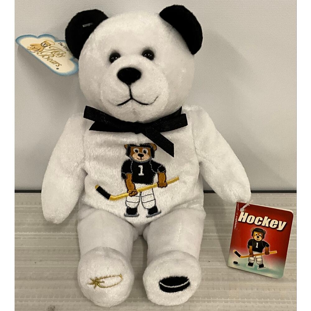 NOS with Tags Vintage With Tags 9" Holy Bears !HOCKEY! 2002 Bean Bag Plush